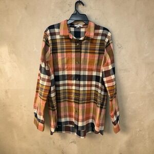 Madewell Plaid Button‎ Front Shirt XL Oversized Fall Flannel Look Lyocell Cotton